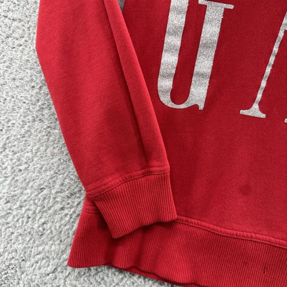 GAP‎ Sweatshirt Women's XS Red Graphic Glittered LOGO Crew Neck Sweatshirt XS
